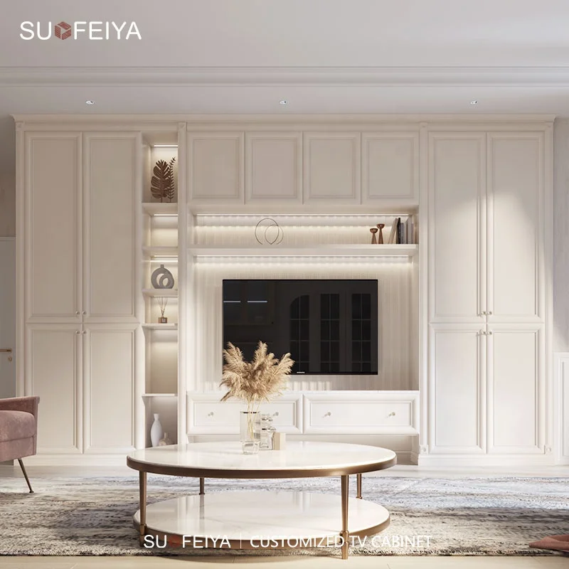 SUOFEIYA French Wardrobes Furniture High Gloss Laminate Bedroom Wardrobe Cupboard Storage Clothes Walk in Closet