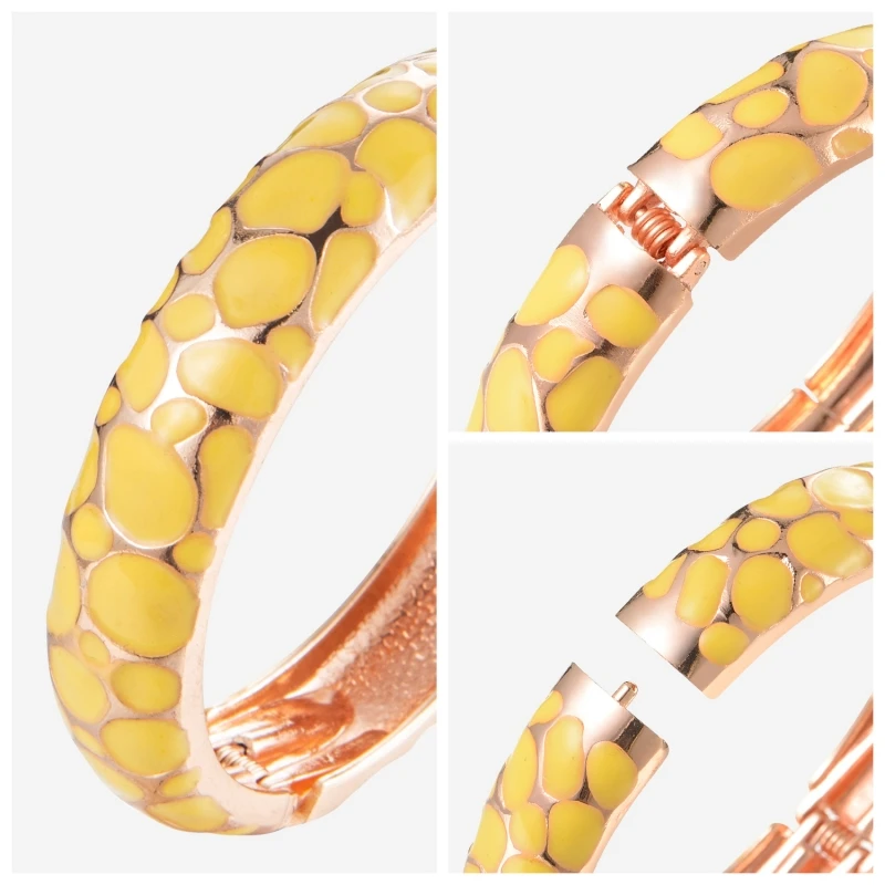Wholesale Fine Jewelry Bracelets Bangles Charms Zinc Alloy Yellow Enamel Bangle 14 mm for Girls