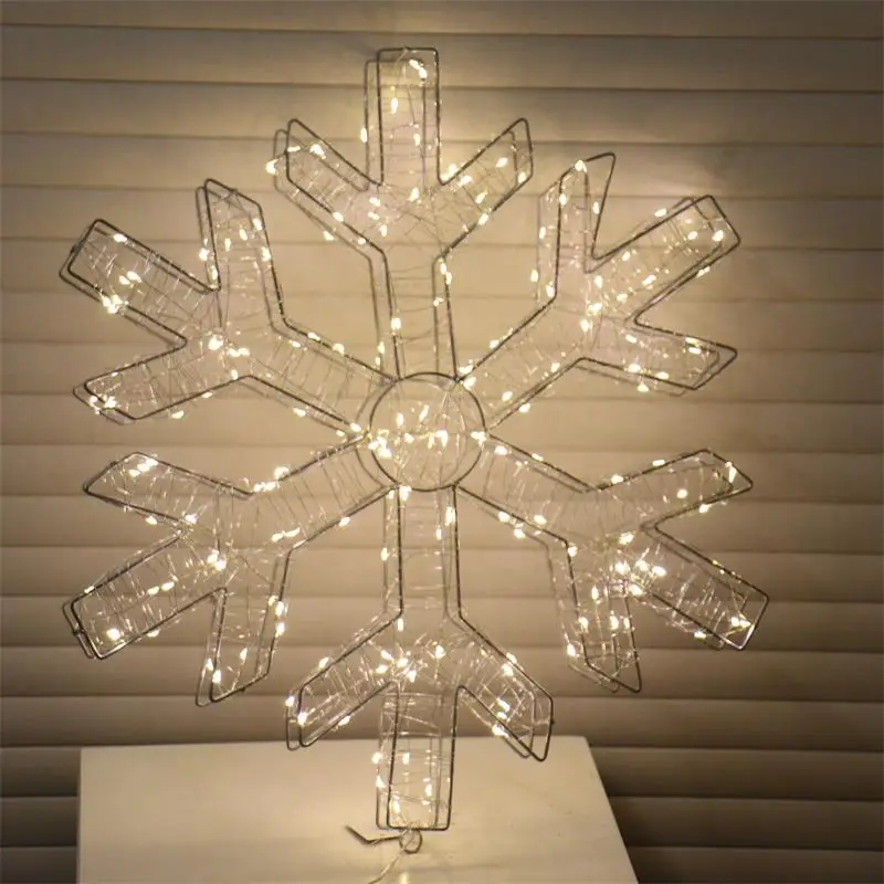 High Quality  3D Christmas Metal Snowflake Shape Copper wire Lights  Outdoor Waterproof  for Yard  Decoration