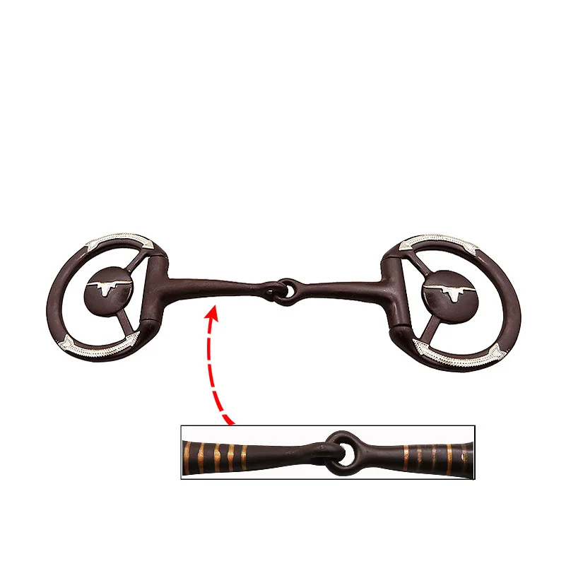 Jointed Horse Bits with Iron Material and Copper Silver Decor Design Western Bits