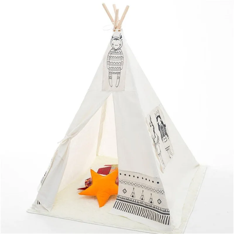 kids play teepee tent eco-friendly cotton canvas tent