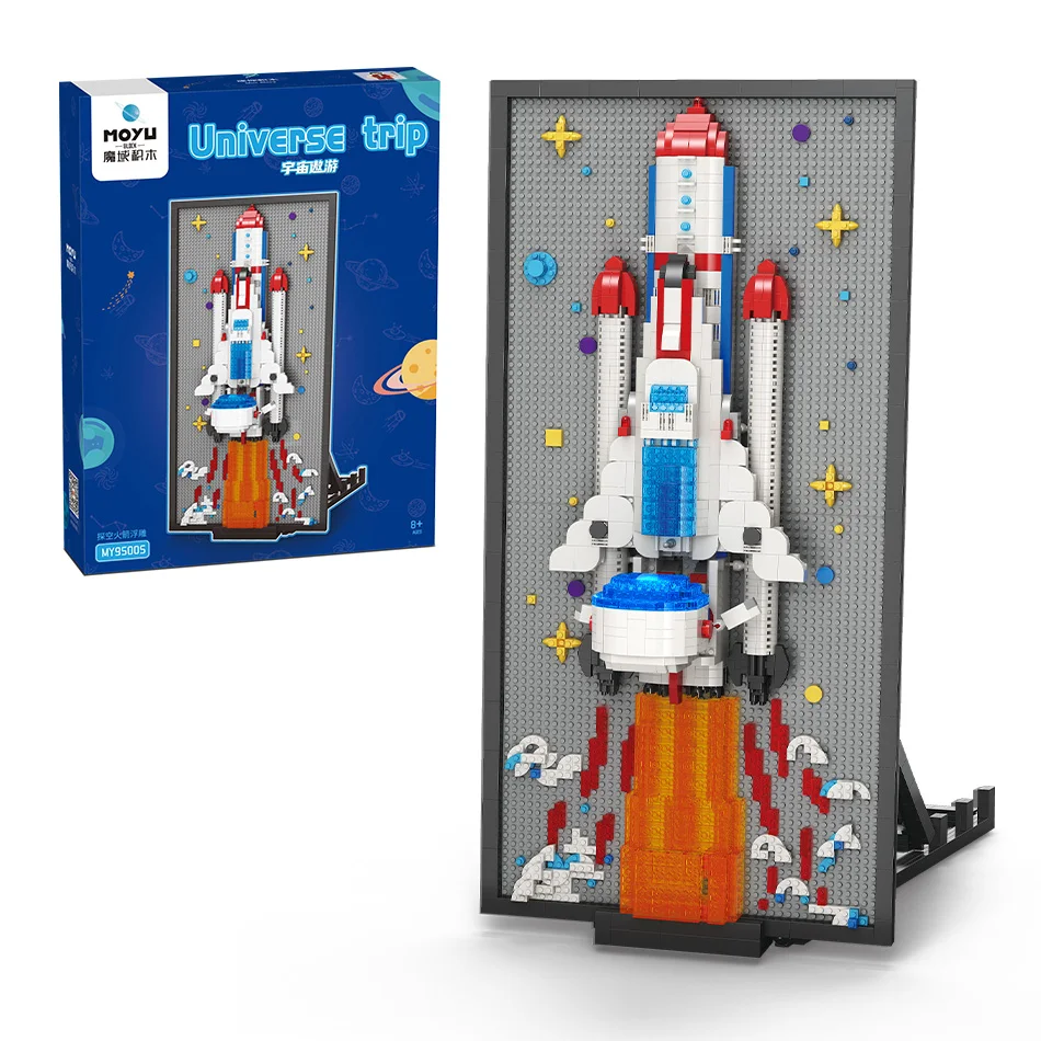 MOYU Block plastic diy scene rocket embossment mini bricks building blocks