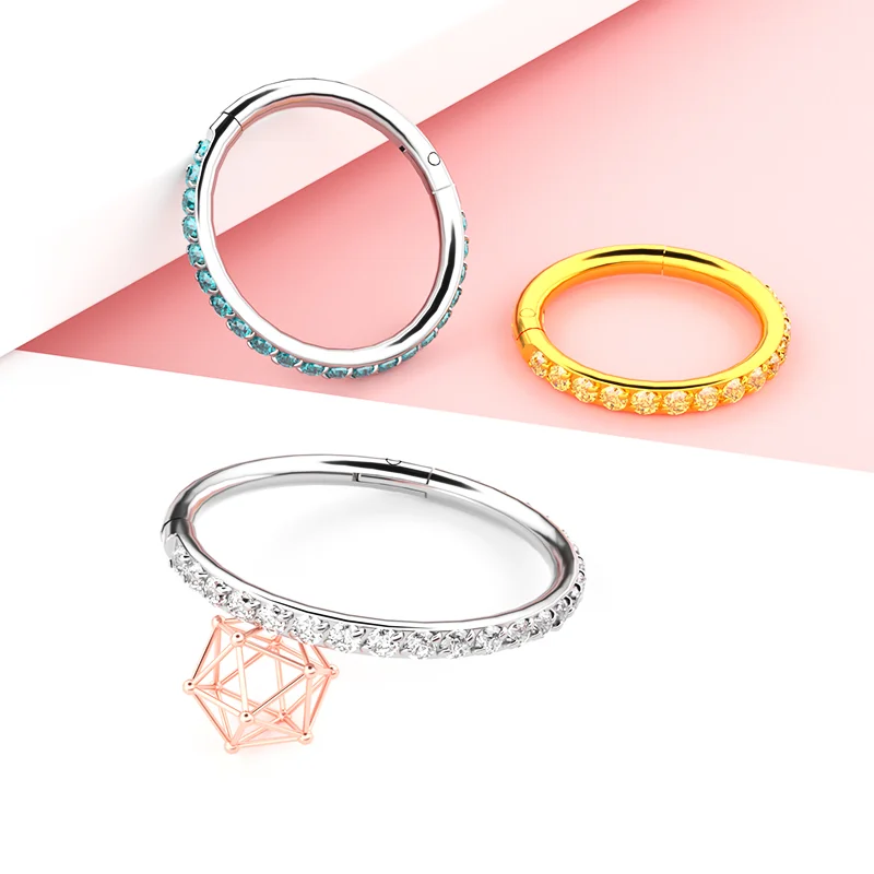 wholesale G23 ASTM F136 titanium nose piercing fashion nose ring round hoop earrings piercing jewelry
