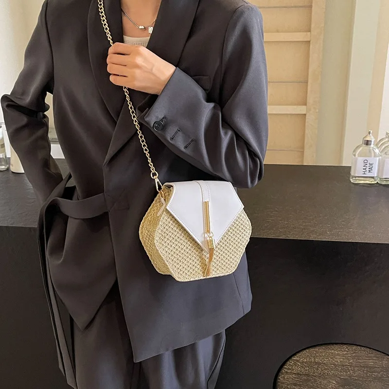 Ready to Ship Vine Woven Chain Messenger Bags For Women Tassel Cheap Women Bags Vacation Beach Birthday Gift Crossbody Bag