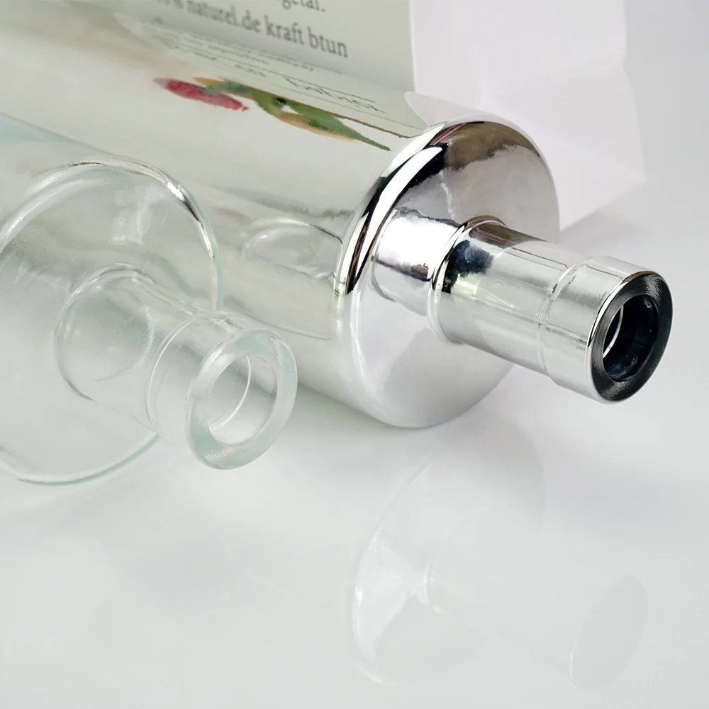 Customized bottle vodka 750 ml new design glass bottle vodka 750ml electroplating liquor glass bottle with lid