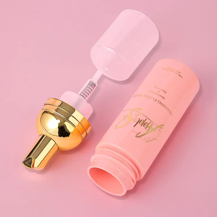 30 100 150 ml pink plastic skincare packaging facial foam cleanser bottle set airless plastic cosmetic toner bottle