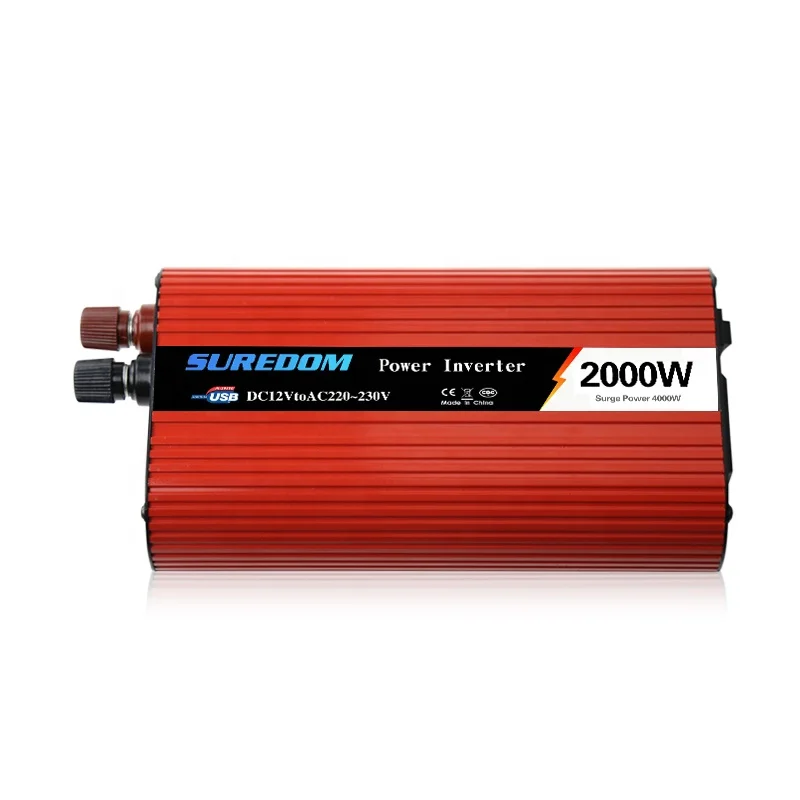 Suredom OEM Sockets Portable Inverter 12V 220V 2000W Solar Inverter Off-Grid with external fuses