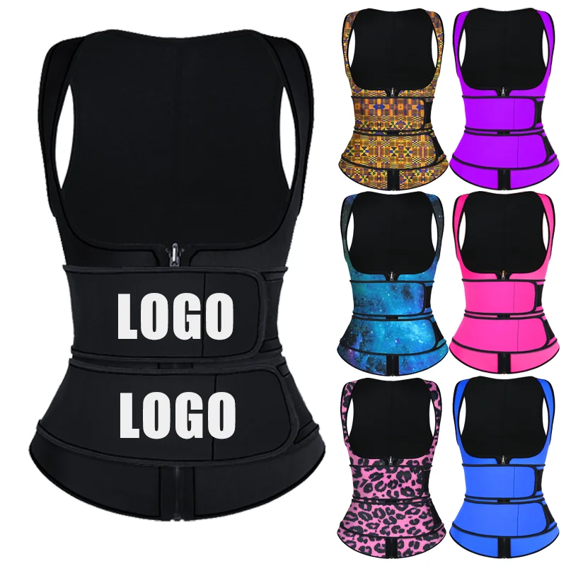 Wholesale Corset Waist Trainer Neoprene Body Shaper Sauna Vest Tummy Fat Burner Waist Trainer Shaper with Zipper Private Label