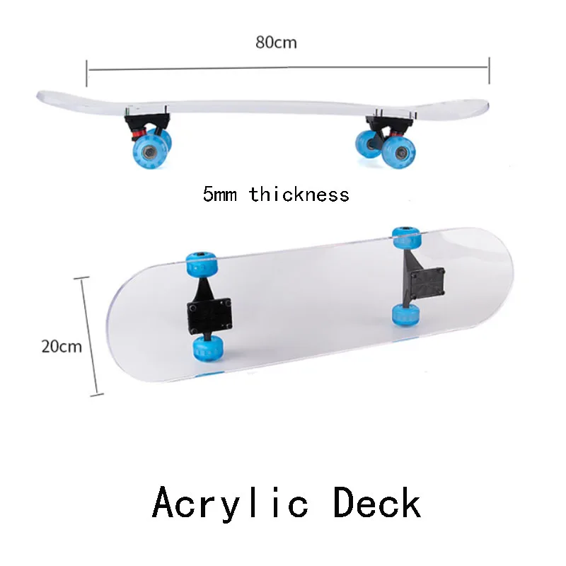 Clear Acrylic Exhibition Skateboard Deck for Decoration Wall UV Print Screen canadian maple acrylic deck palace skateboards