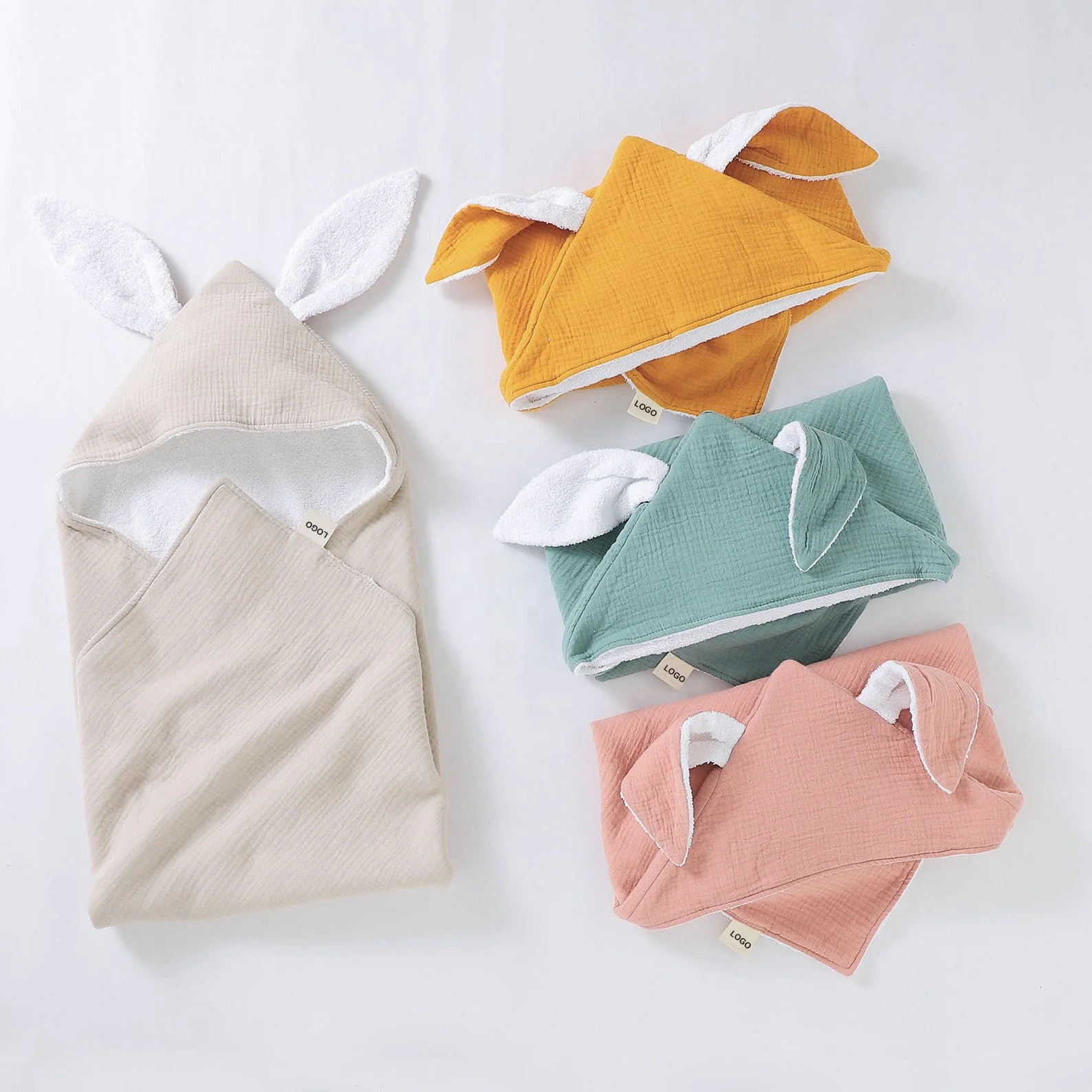 Детский полотенц органического хлопока 75x75 см кролик полотенца муслин полотенце с капюшоном подарка на празднование в честь будущего рождения