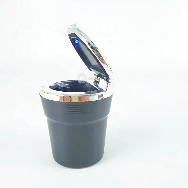 Portable Custom Outdoor Smokeless LED Car Cigarette Ashtray With Cover