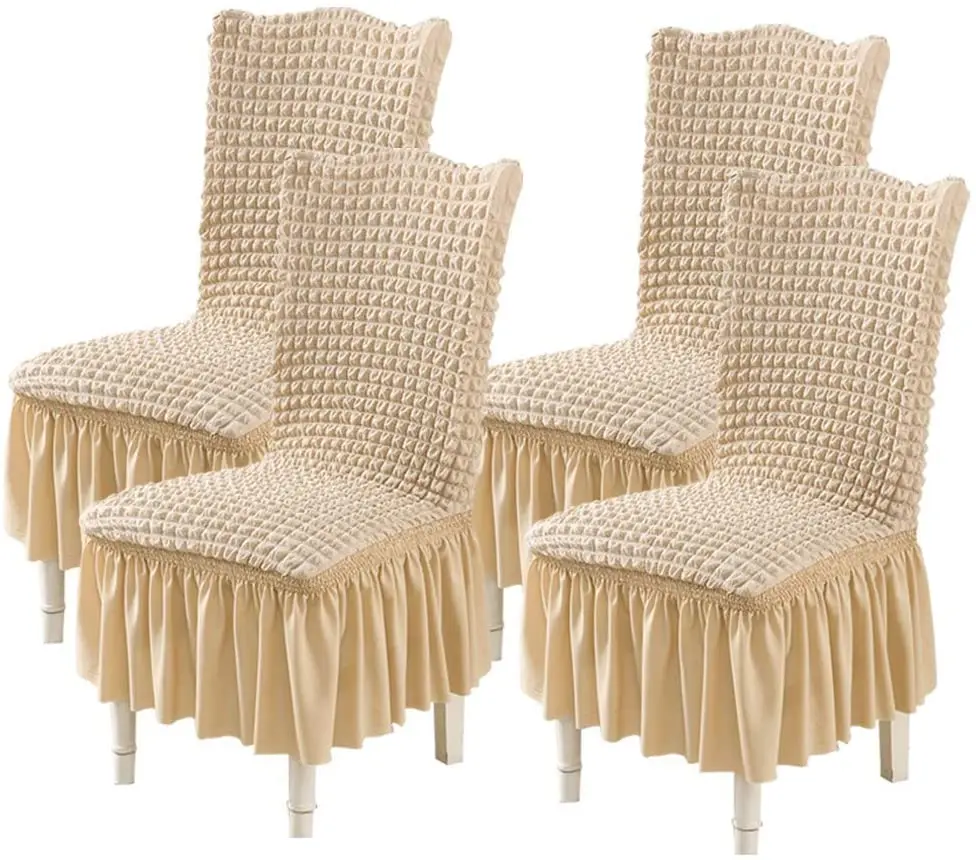 High Stretch Dining Chair Covers with Skirt for Kids Pets Home Ceremony Banquet Wedding Party