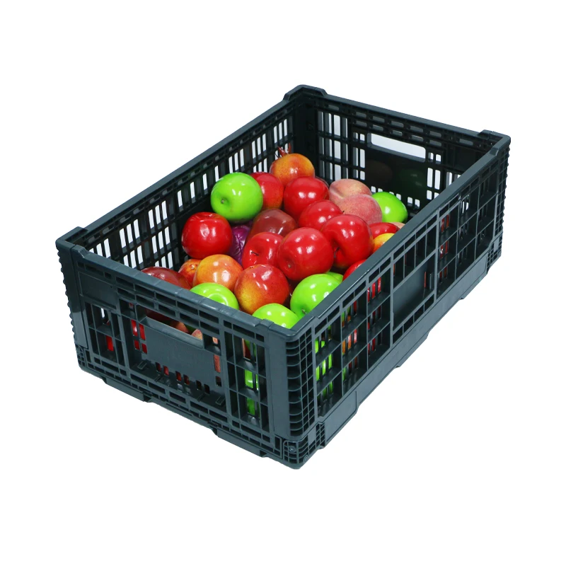 Professional manufacturer Virgin Material Ventilation plastic folding crate for fruits and vegetables