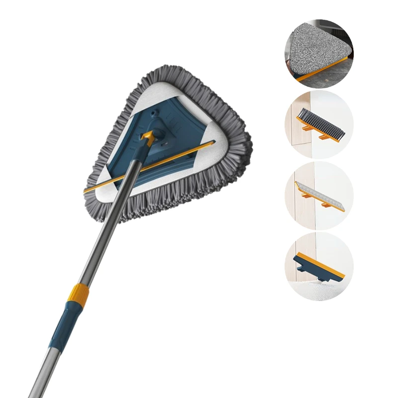 FF741 Home Kitchen Bathroom Wall Mops Cleaning Floor Screen Window Squeegee Cleaner Replaceable Triangle Microfiber Mops