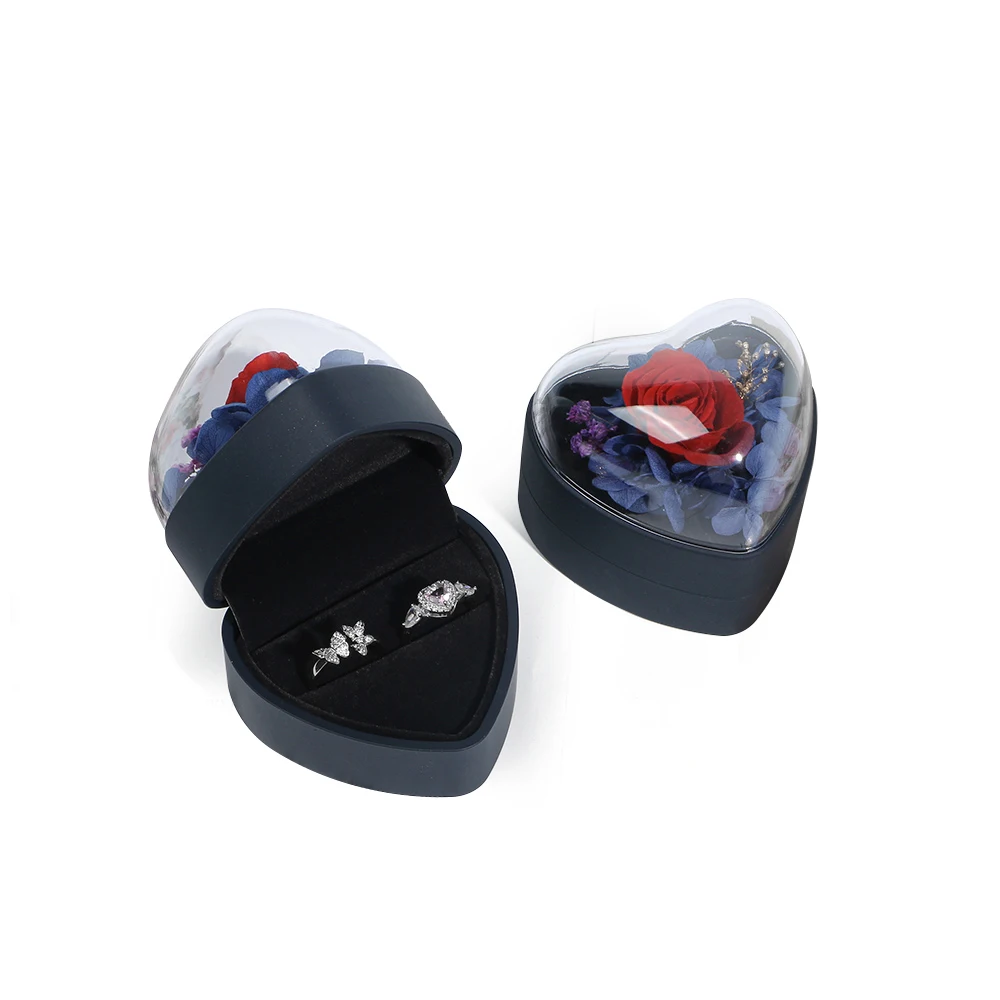 Acrylic Box Heart Shape Flower Gift Red Box Ring Necklace Packaging Acrylic Packaging Gift Jewelry Box