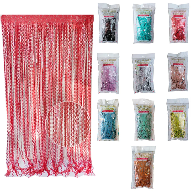 Multicolor Foil Curtain Fringe Backdrop Photo Booth Foil Curtains Metallic Tinsel Backdrop Curtains For Wedding Birthday Party