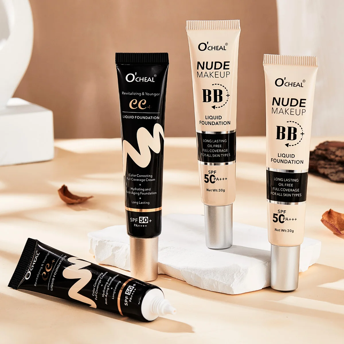 Custom Logo SPF 50 Oil Control Full Coverage Waterproof Long Lasting Natural Makeup Matte Liquid BB CC Foundation Cream 30ml
