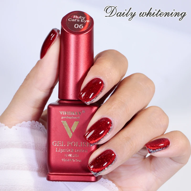 VINIMAY Christmas New Year Premiere Ruby Red Cat Eye Gel Polish Set Gel Nail Polish Set Cat Eye Gel Color Set