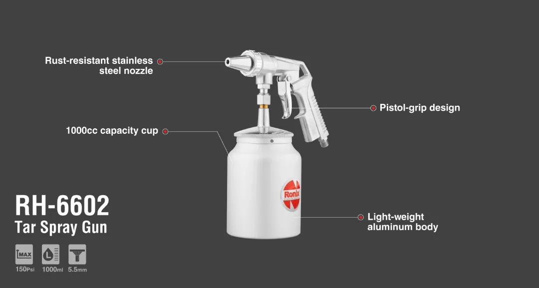 Ronix in stock RH-6602 5.5mm 1L PS-4 Portable Paint Sprayer Fiberglass Hand Held HVLP Floor Based Air sand blast Gun