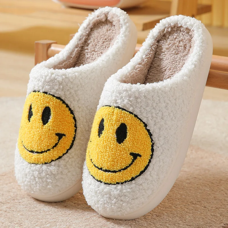 Smiley Face Slipper Soft Plush Drew House Justin Slippers Foam Shoes Slip-on Cozy Indoor Outdoor Slippers
