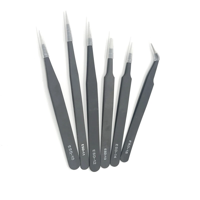 1piece Black  Cheap Anti-Static Stainless Steel Rhinestones Picking Tool Tweezers ESD-10 ESD-11 ESD-12 ESD-13 ESD-14 ESD-15