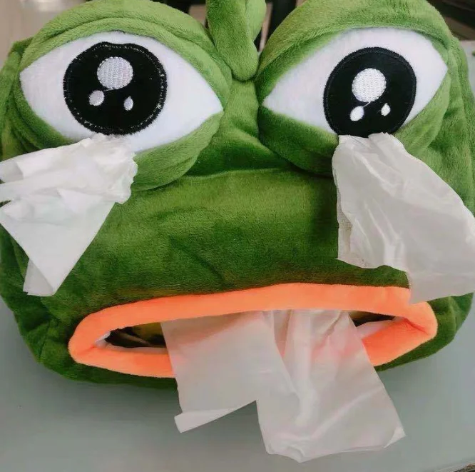 Wholesale customized sad frog tissue box plush animal tissue box creative plush home product