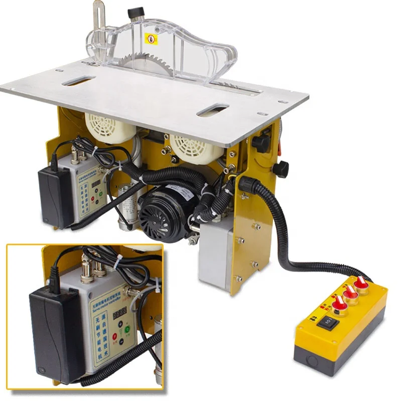 mini 2 in 1 wood precision table panel saw with main saw and scoring saw blade woodworking for MDF 4.6kw 25kg