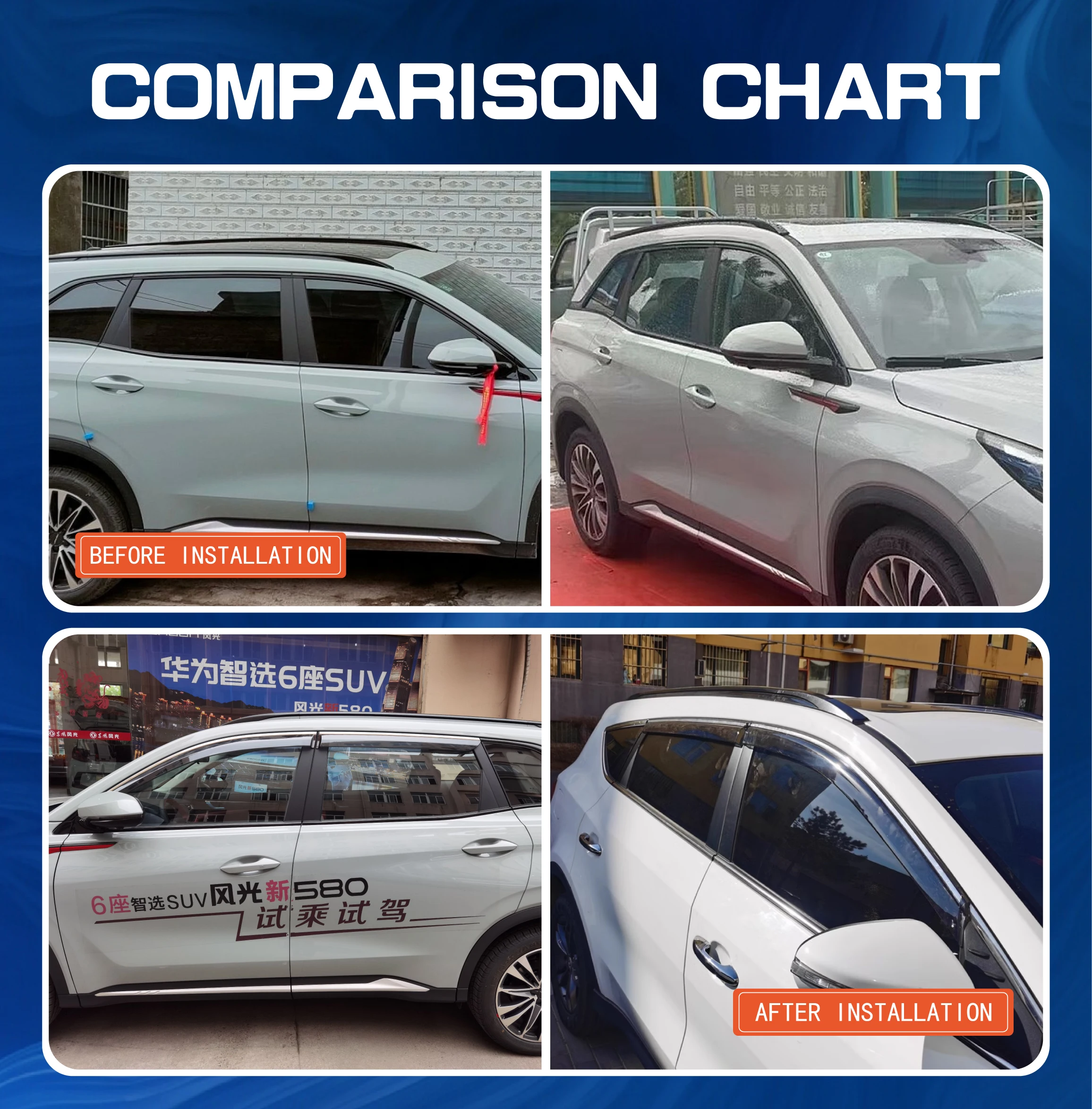 New Style Car Side Window Visor Vent Sun Shade Rain Guard Door Visor For DONGFENG Fengon GLORY 580 2016-2022 Car Weather Shields