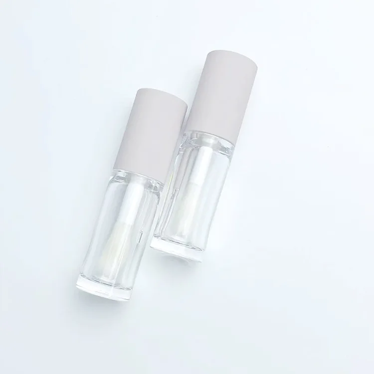 New Arrival Round Plastic Tube Empty Container Large Size Lip Glaze Tube with Big Wand Brush 6ML Lipgloss Tubes for Customize