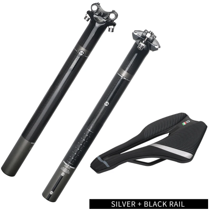 Toseek 350/400 oem carbon seat post 27.2/30.8/31.6+black/silver leather bicycle saddle kids mtb road bike seat post saddles