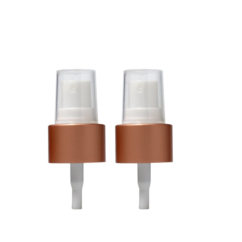 24/410 20/410 Aluminum Rose Gold Fine Mist Sprayer Liquid Dispenser Mist Pump With Transparent Cap