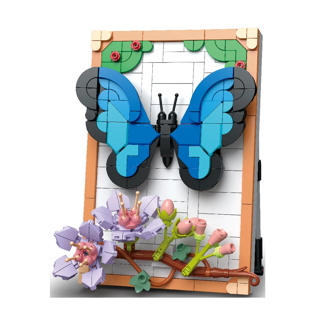 MOC plum blossom orchid bamboo chrysanthemum picture frame puzzle assembling small particle building blocks for children