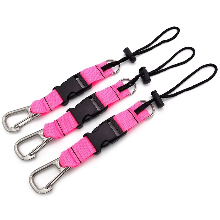 GuoFeng Customized Pink Elastic Coiled Lanyard With Snap Karabiner