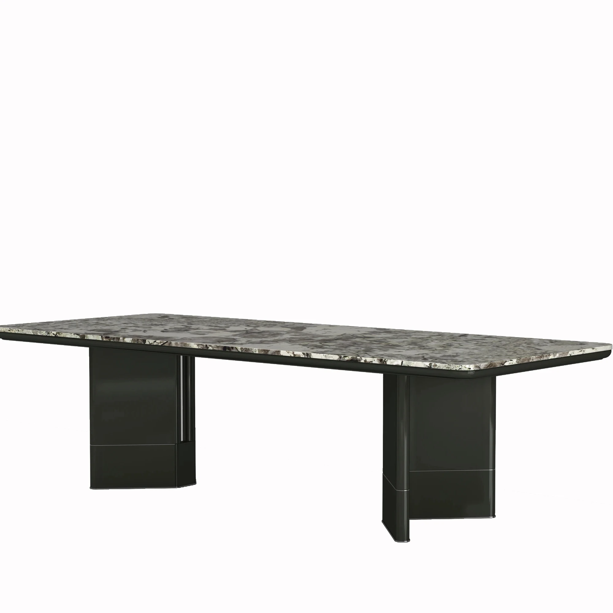 Italian Luxury Solid Wood Dining Room Furniture Long Table and Chair Suit with Natural Marble for Villa and Hotel