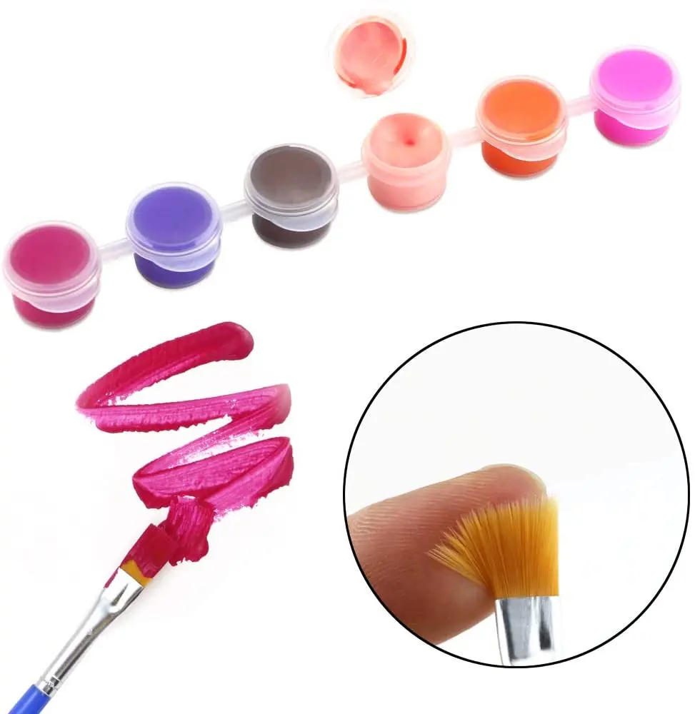 Customized 12 Colors Mini Cheap Acrylic Paint Pots Set with Brush for Children Kids Painting