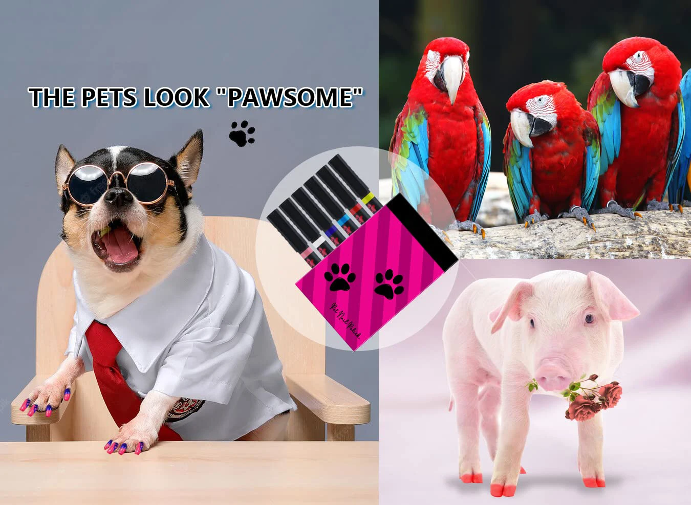 6 Colors Safe Dog Nail Polish Pen Set,Ideal Gifts for Small or Big Girl Dog Accessories, Pet Costume