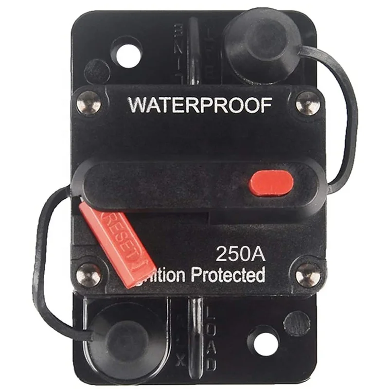 Waterproof 250A Circuit Breaker Manual Reset Fuse Holder for Car Audio and Amps Protection 12V-48V DC Reset Fuse