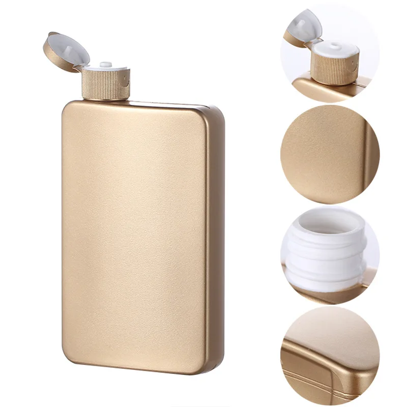 200ml Custom Color Gold Empty HDPE Flat Sunscreen Tanning Oil Lotion Cream Body Oil Shampoo Plastic Bottles