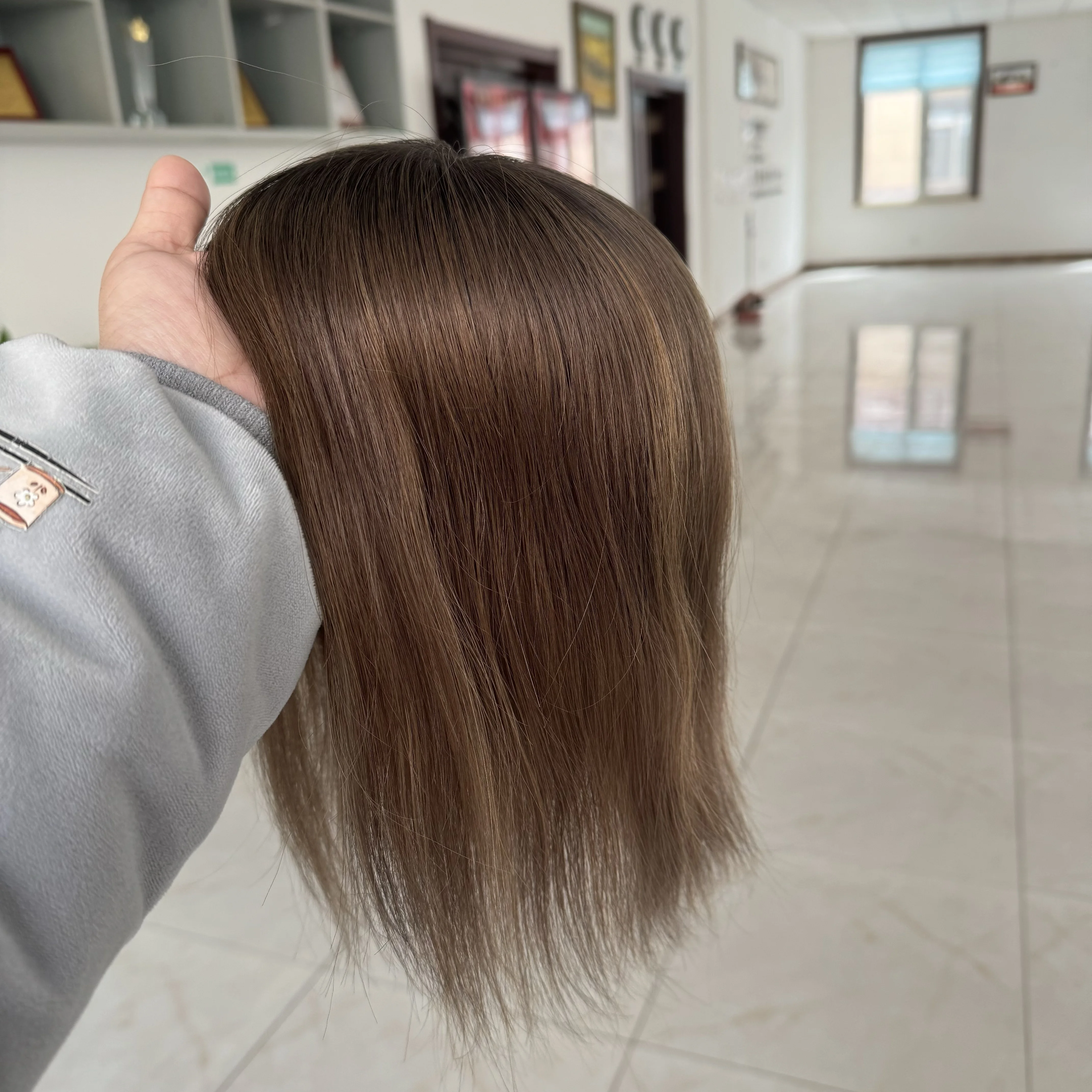 Mila balayage color double drawn european human hair topper for thinning hair pear shape topper low density hair topper