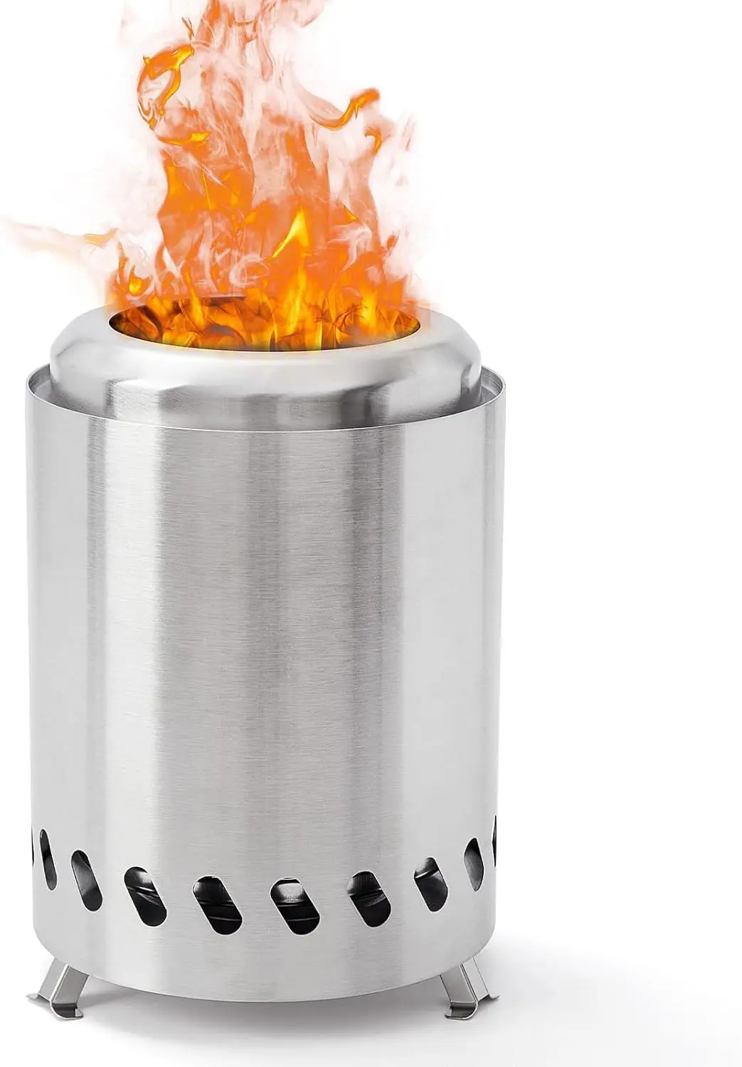 Portable Tabletop Firepit Camping Stove Stainless Steel Mini Outdoor Fire Pit with Stand Low Smoke Burning Model Number Heater