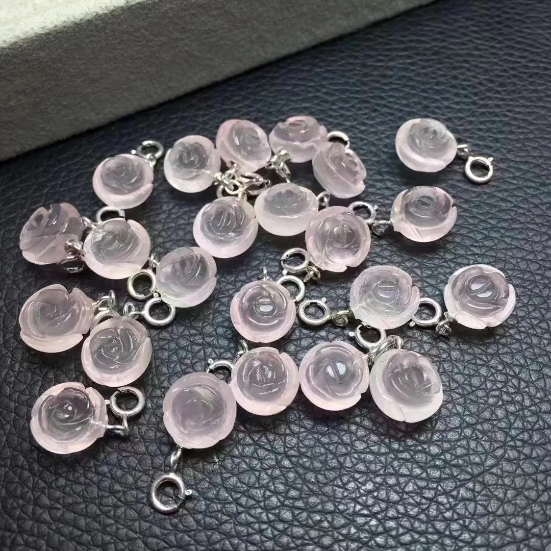 Natural mini rose quartz Labradorite Flower pendant amethyst citrine Flower 925 Sterling Silver pendants