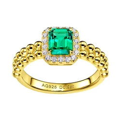Rochime lab grown Emerald rings  s925 silver gold plated  fine jewelry 18k gold manufacturing fast drop shipping ring for women