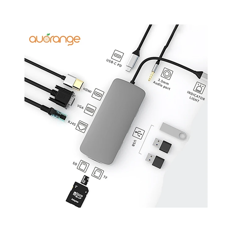 Professional Manufacturer 10 In 1 Usb Hub Multiport Adapter