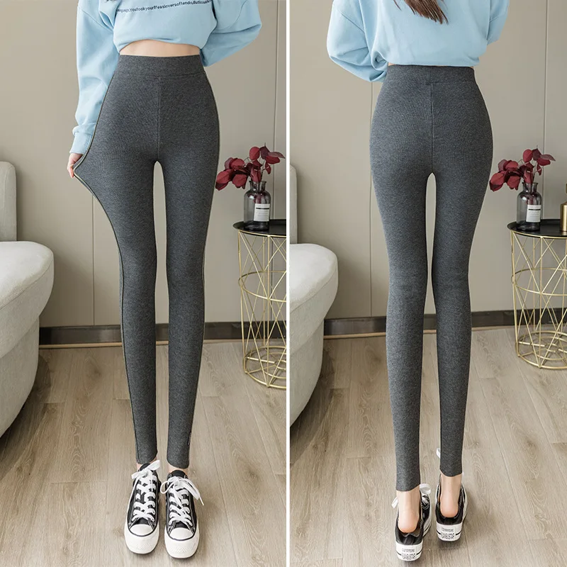 2022 New Leggings Personalized Outer Wear Thread Green Velvet Thick Warm Pants Ankle Length Cotton Trousers for Women