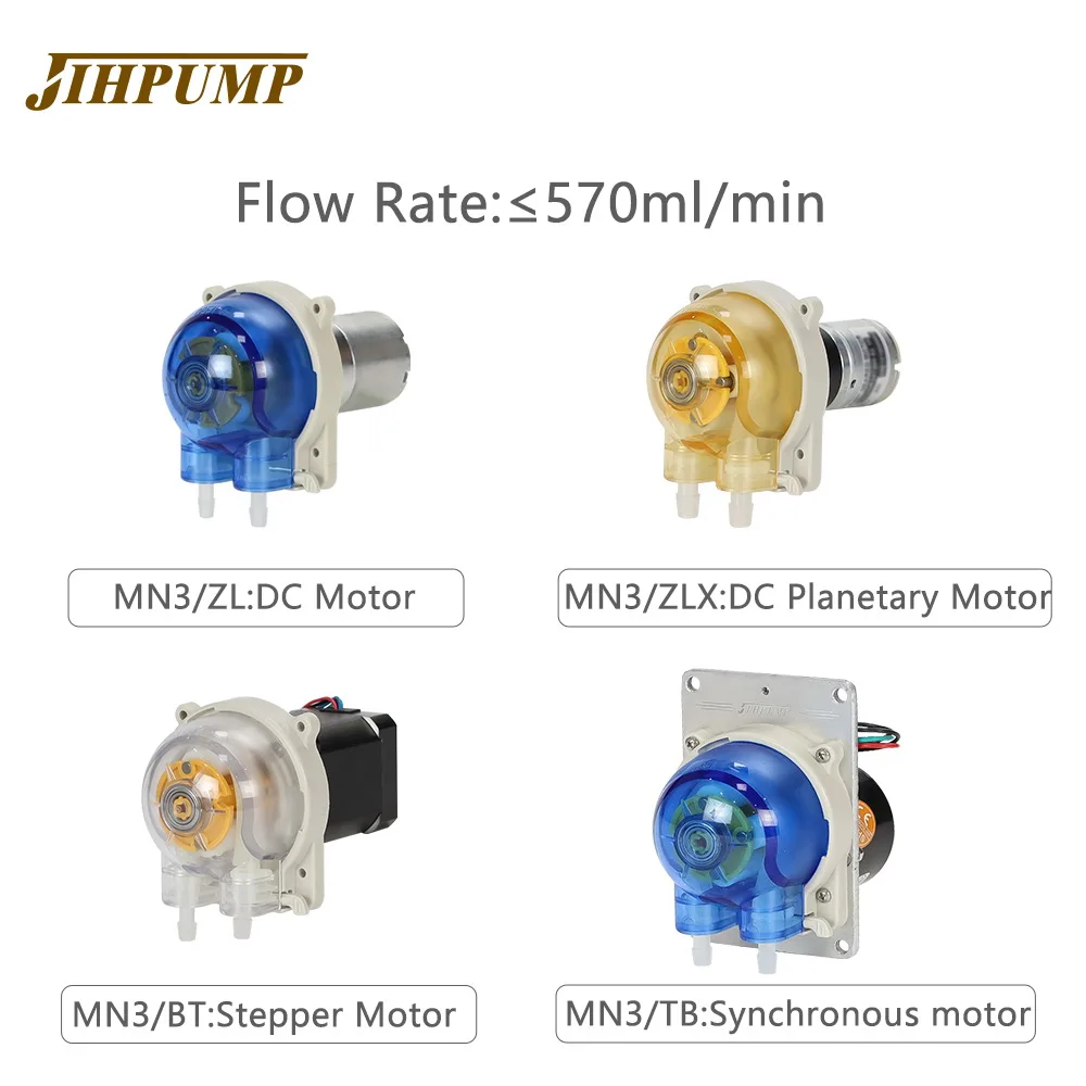 JIHPUMP Micro Small Peristaltic Pump 12V 24V with Tygon Tubing For Viscous Syrup Alcohol Filling