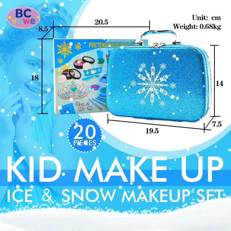 Snow Christmas Beauty Set Washable and Safe Pretend Play Makeup Toys for Kids Realistic Cosmetics Set for Preschool