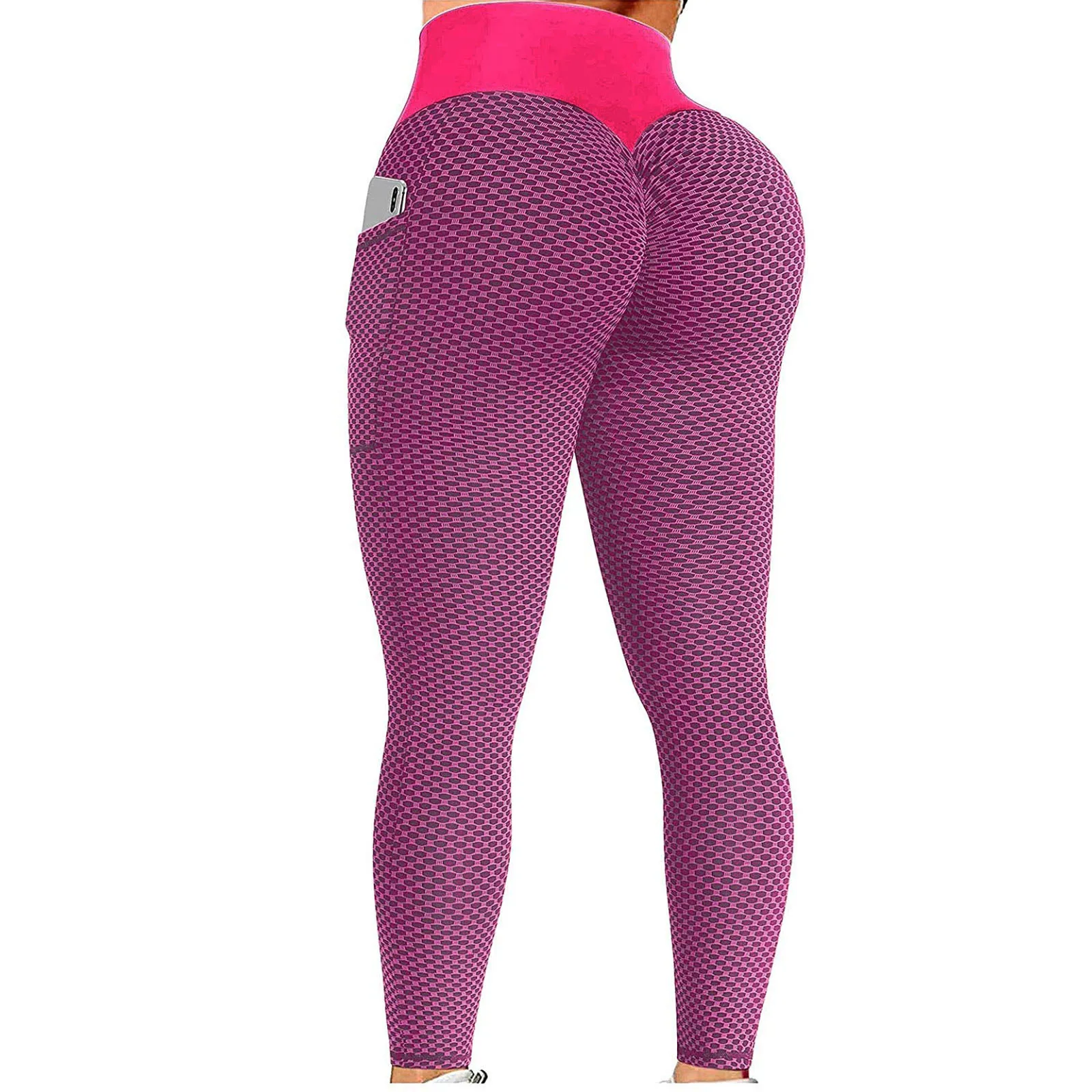 High Waisted Woman Honeycomb Jacquard Scrunch Butt Plus Size Workout Pants Yoga Leggings With