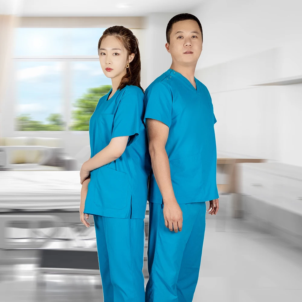 
Top Quality Hospital Uniforms Medical Scrubs for Women Scrub Sets Hospital Field 65 % Cotton and 35% Polyester for Unisex 1pcs 