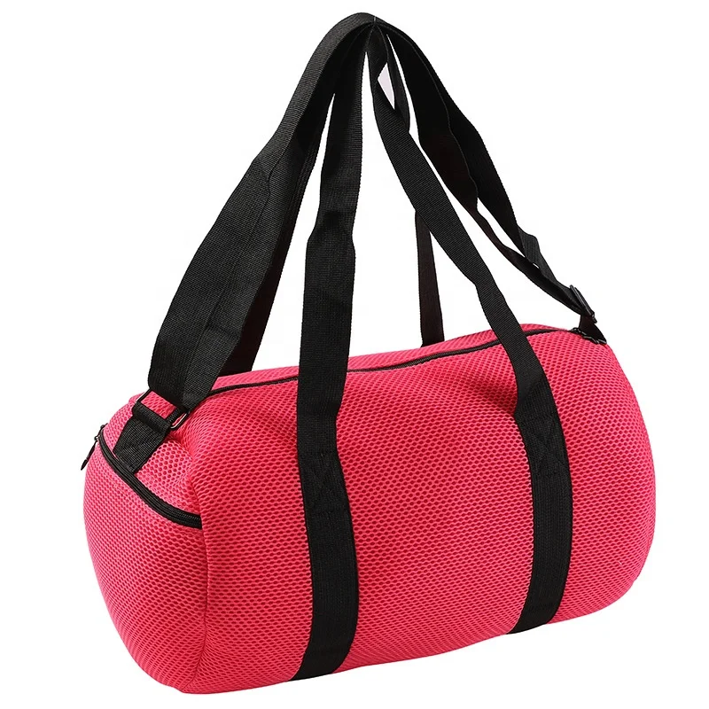 Customized Unisex Breathable Barrel Net Summer Sports Fitness Gym Travel Mesh Shoulder Bag Women Handbag With Strap