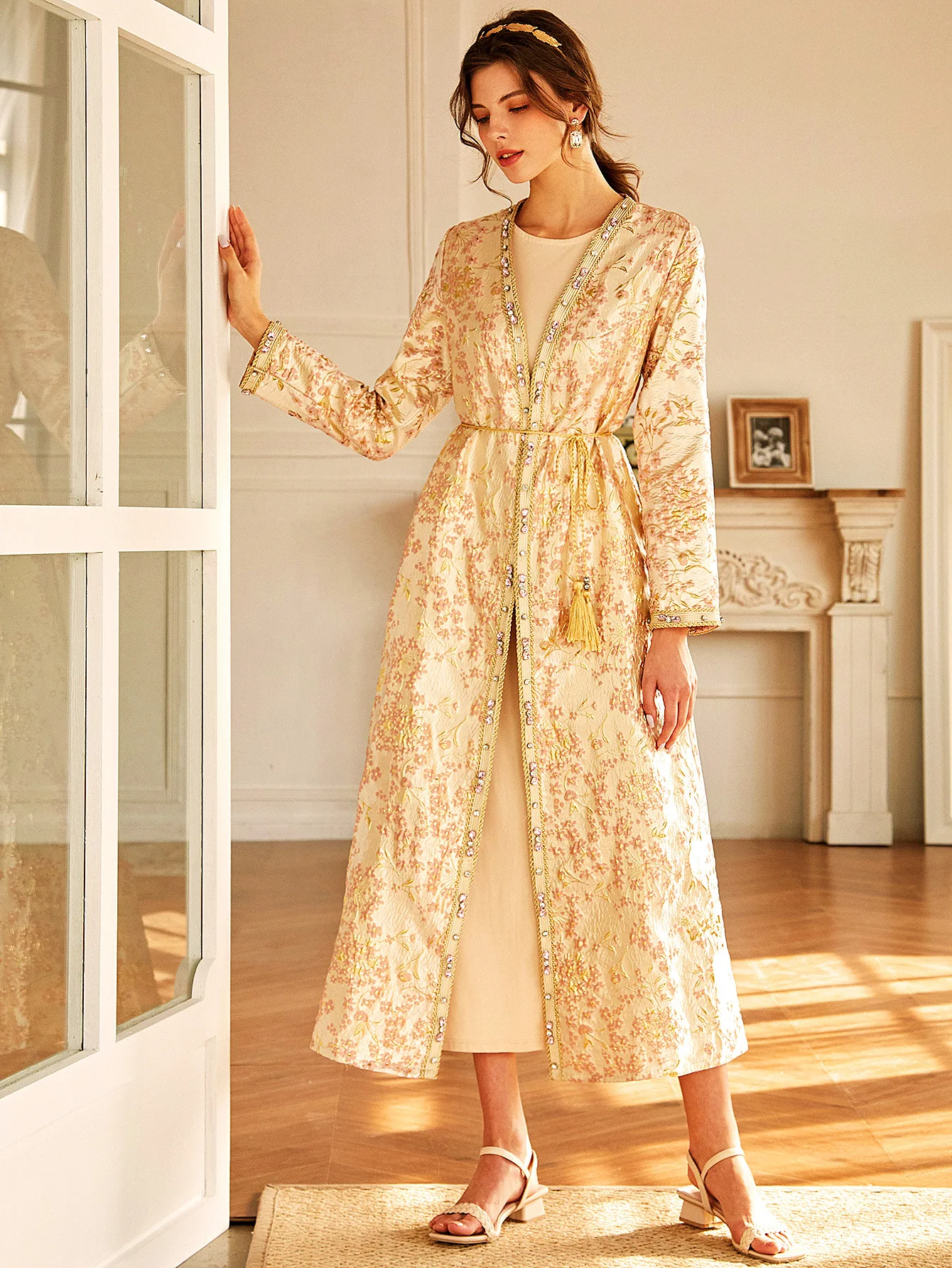 SIPO Factory Direct Eid Al-Adha Femme Abaya Muslim Islamic Casual Dresses Modest Abhayas Emas Jacquard Busana Kaftan Gamis Baru